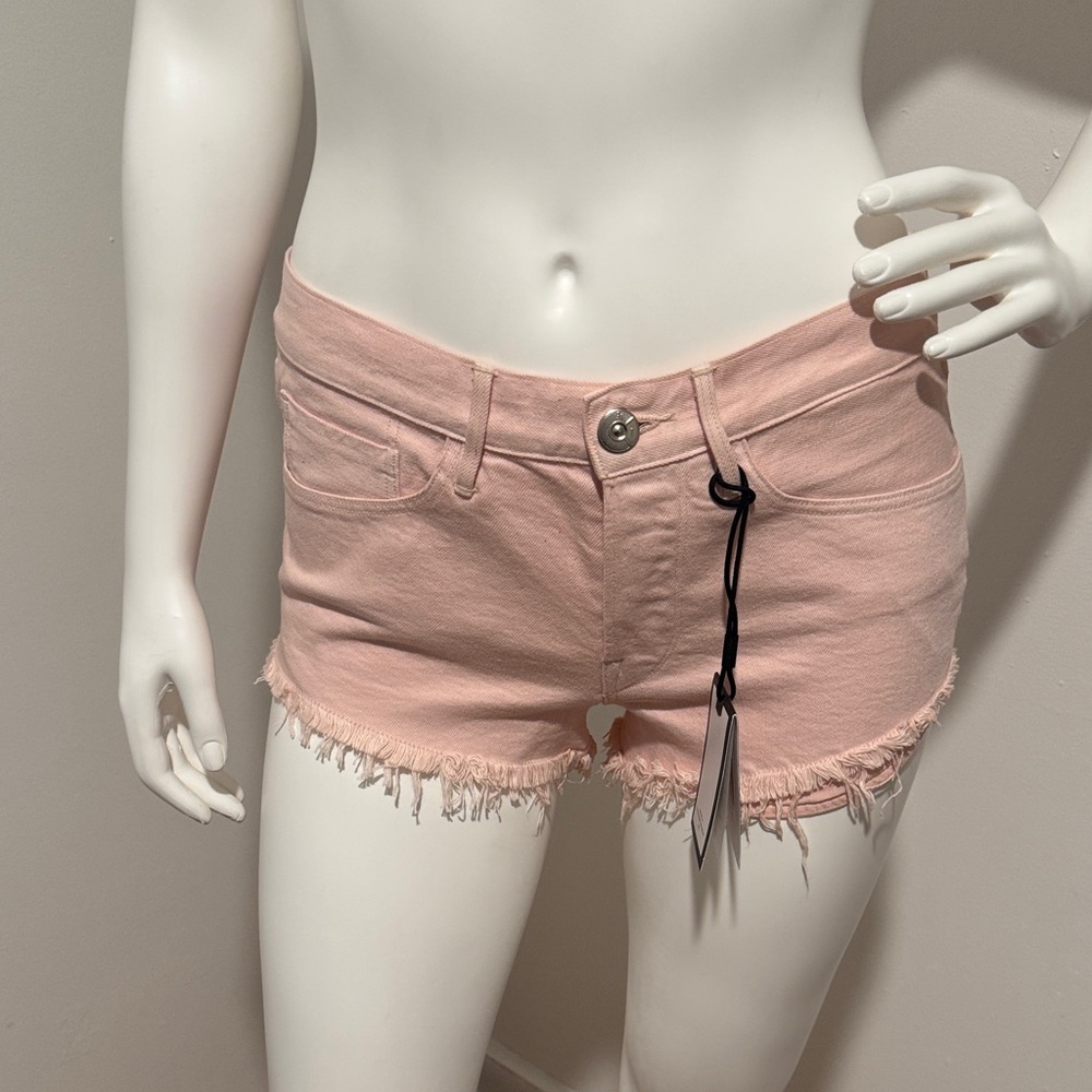 3x1 Light Pink Frayed Hem Jean Shorts